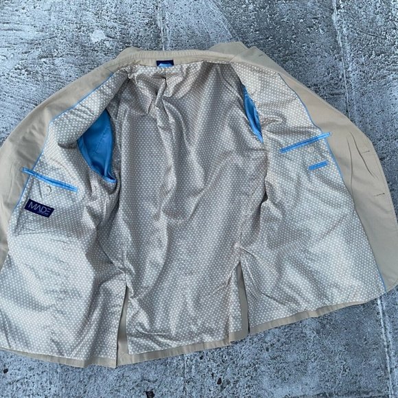 Made Cam Newton Men Blazer Beige Cotton Sport Coat Toe Button Jacket Size 42S - Picture 5 of 9